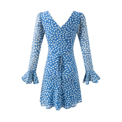 Shirt dress for women with floral design and elegant V-neck Lune London