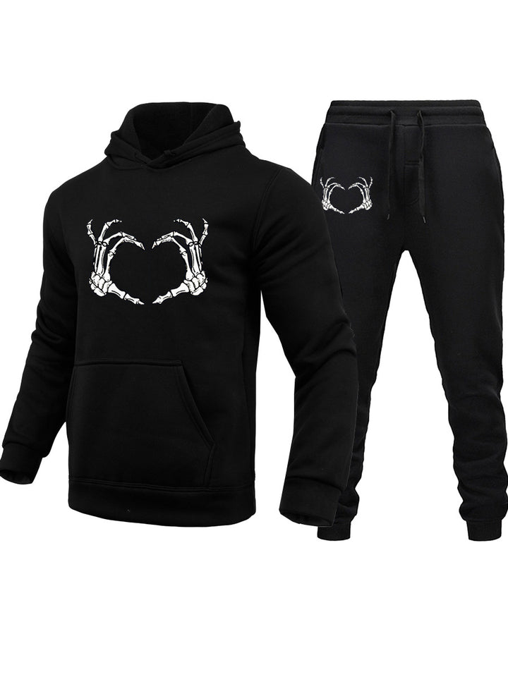 Women's hoodie and jogger pants set with spooky skeleton pattern Lune London