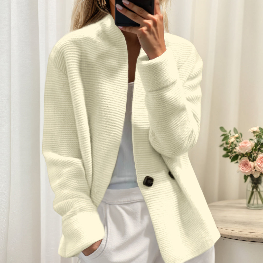 Women's cardigan with a high collar and elegant button closure Lune London