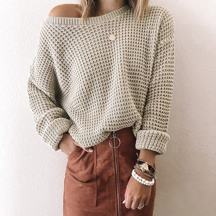 Casual knit sweater for women with a loose fit and an off-shoulder design Lune London