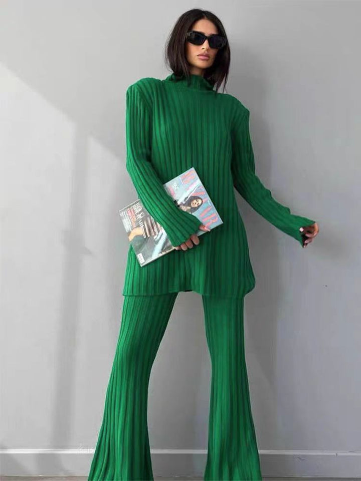 Women Elegant Knitted Set with Rib Structure Lune London