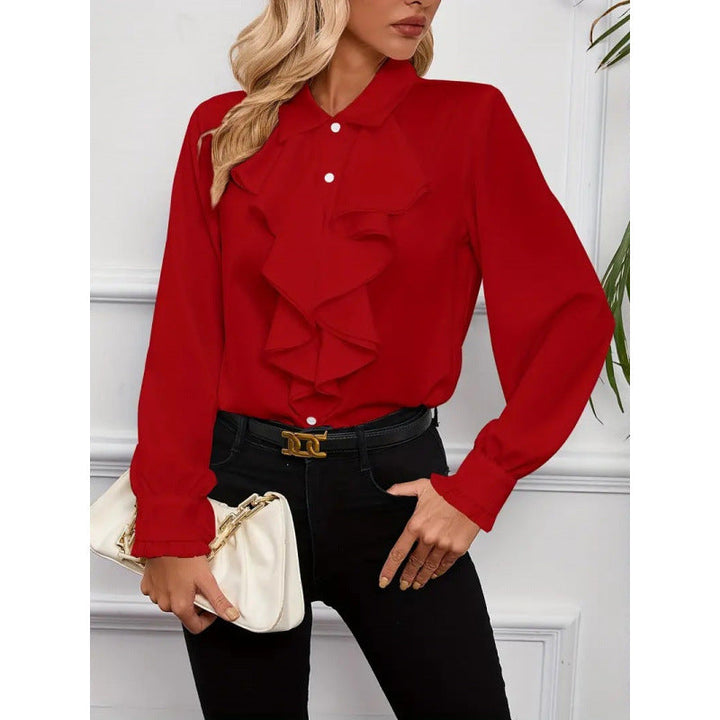 Women's Blouse with Refined Ruffle Details and Elegant Sleeves Lune London