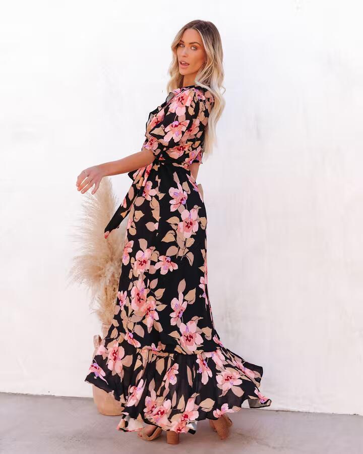 Lune London Floral Maxi Wrap Dress