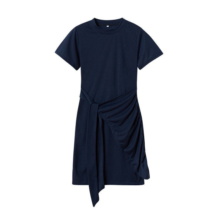 Chic and Stylish Draped Leisure T-Shirt Dress for Women