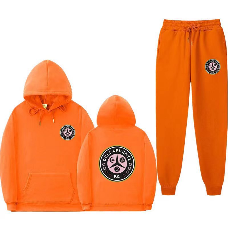 Women's comfortable leisure lounge suit with kangaroo pocket and modern logo Lune London