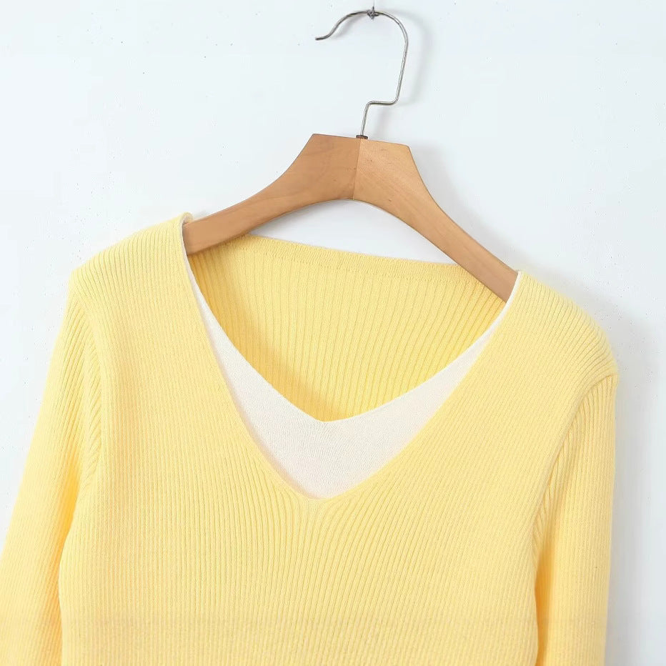 Tunique en tricot V léger pour femmes Chic & Stil