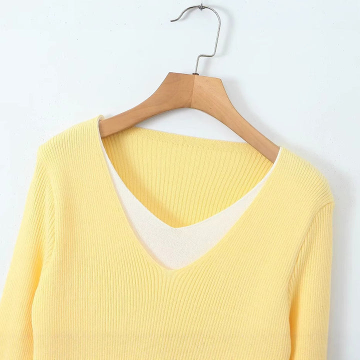 Tunique en tricot V léger pour femmes Chic & Stil