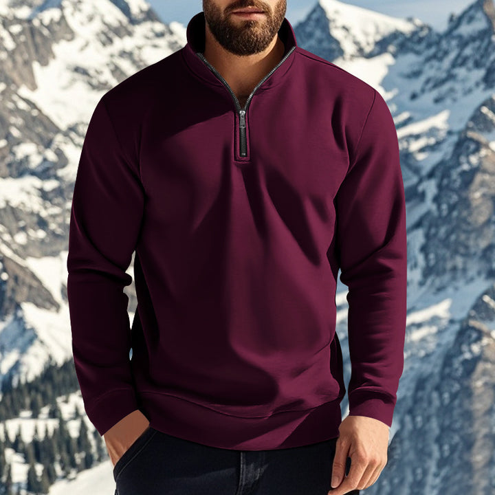Fleece pullover for men with half-zip Lune London