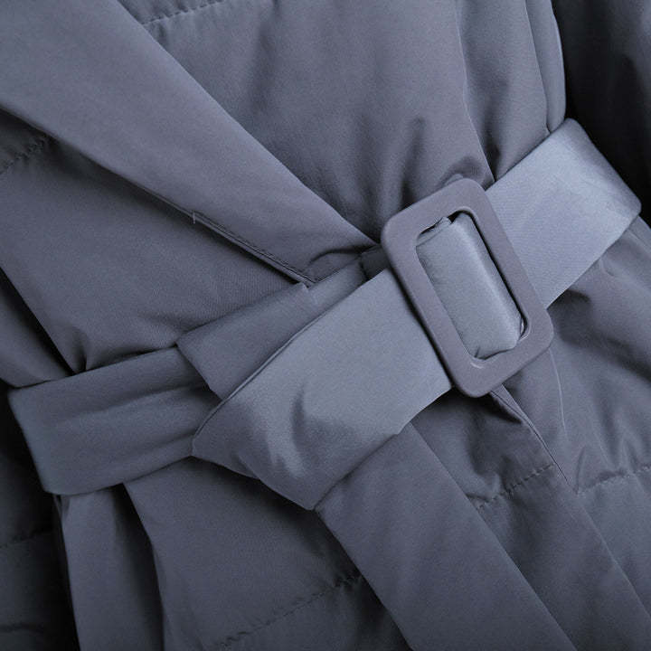 Women Elegant and warm quilted jacket with waist belt Lune London