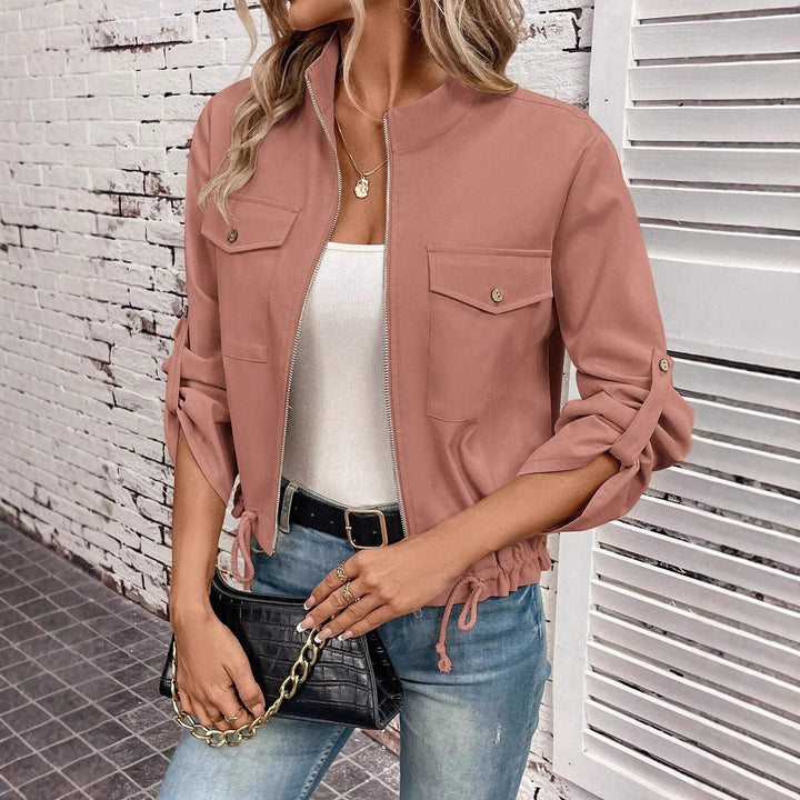Fashion women's jacket with structured pattern and practical details Lune London