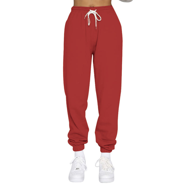 Sporty high-waisted jogger pants for women with drawstring Lune London