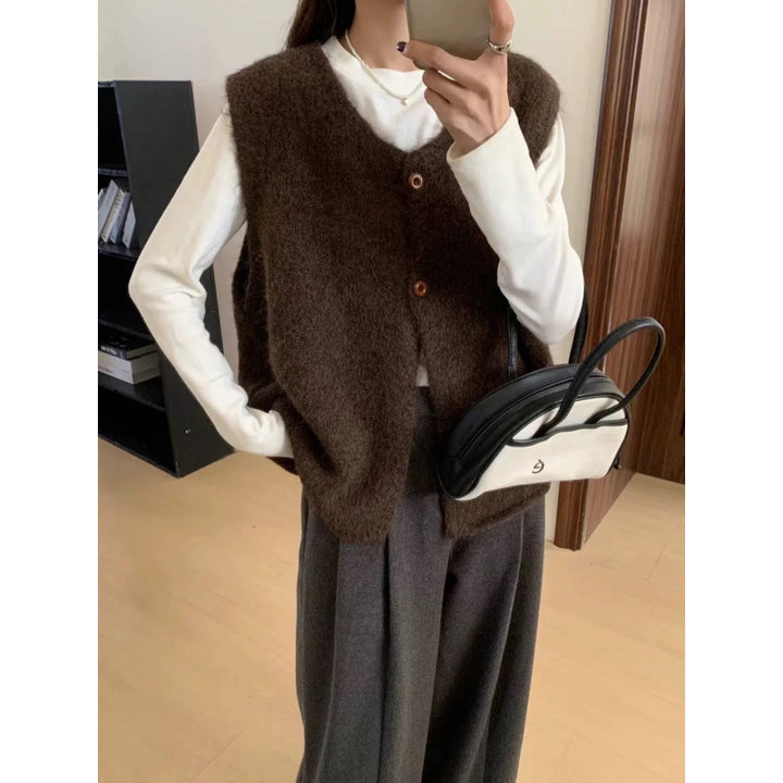 Gilet en tricot pour femme avec détails de boutons et coupe décontractée Chic & Stil