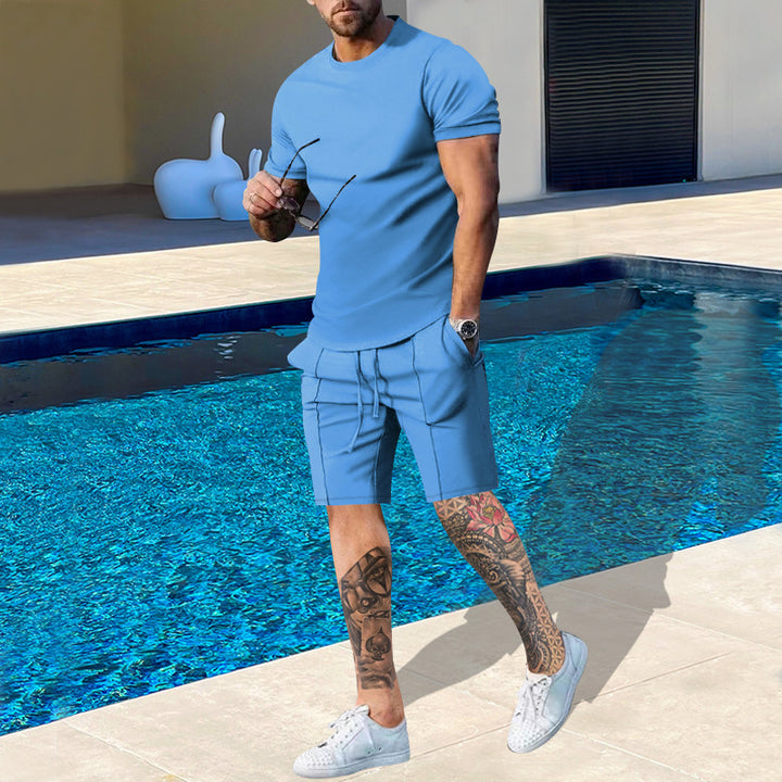 Men Short Sleeve Sports Set in Breathable Material with Elastic Waist and Side Pockets Lune London