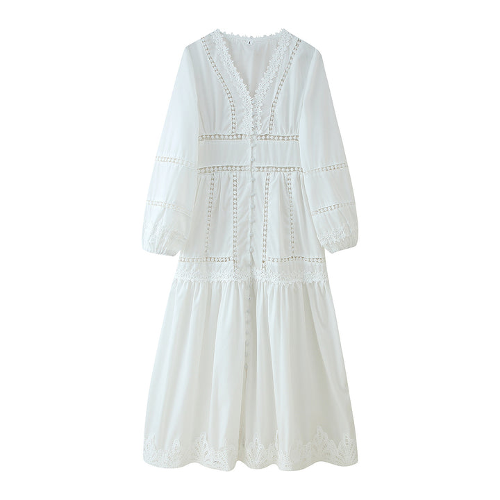 Lace strapless dress for women with elegant ruffle details Lune London