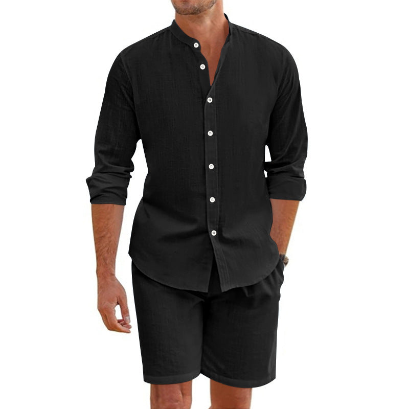 Casual shirt and shorts set for men in lightweight linen material Lune London