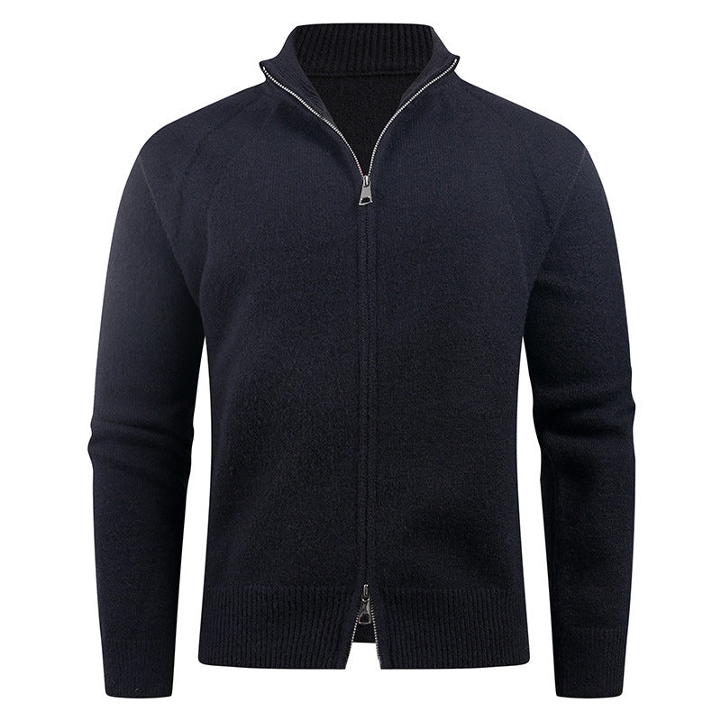 High-quality knit jacket for men with modern zip and stand-up collar Lune London