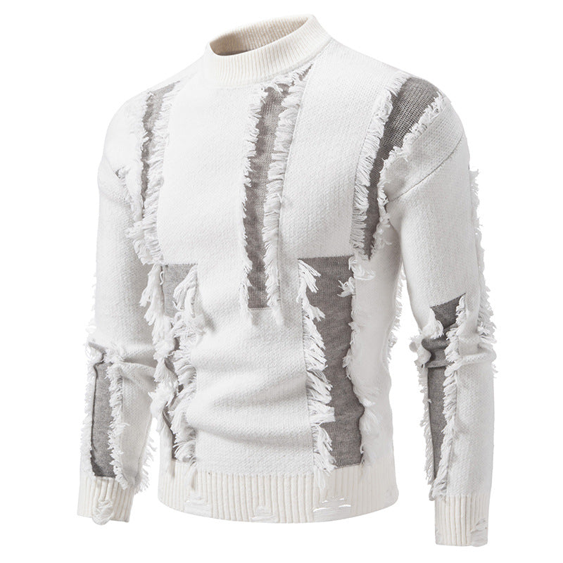 Modern knitted sweater for men with trendy fringes and a unique design Lune London