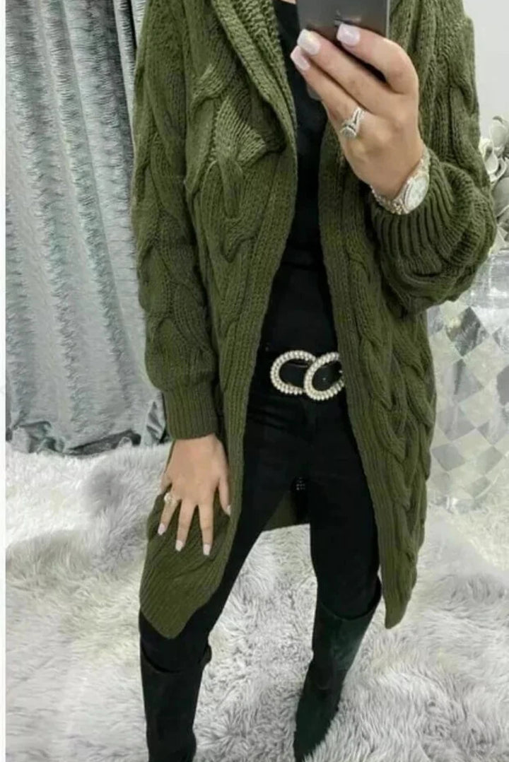 Ladies Long Cardigan with high quality twisted pattern and relaxed fit Lune London