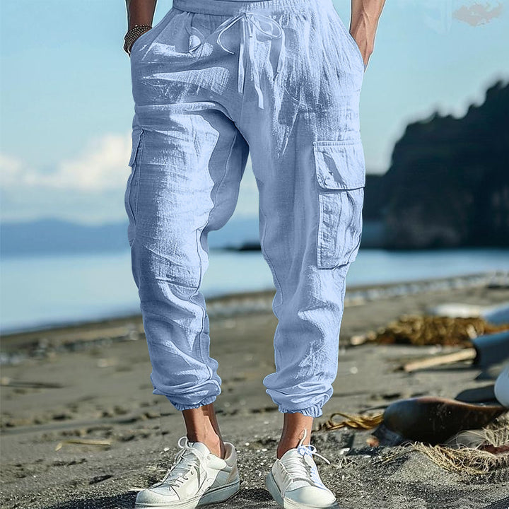 Men's cargo pants with elastic waistband and versatile pockets Lune London