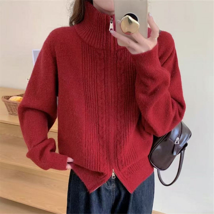 Cardigan féminin avec col zippé et matériau de haute qualité Chic & Stil