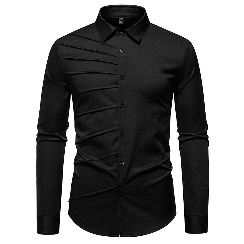 Trendy long sleeve shirt for men with an original pleat design Lune London