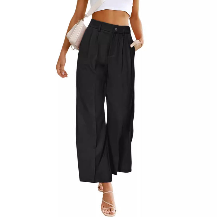 Women's high-waisted wide-leg pants with pleats and elegant cut Lune London