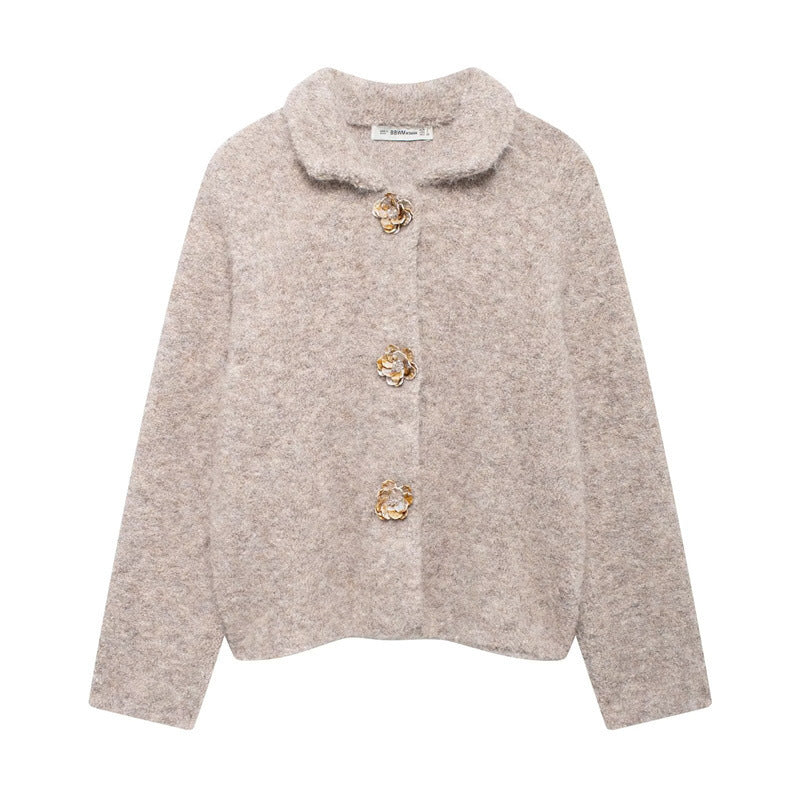 Ladies plush jacket with elegant button details Lune London