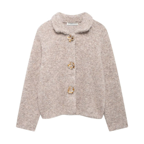 Ladies plush jacket with elegant button details Lune London