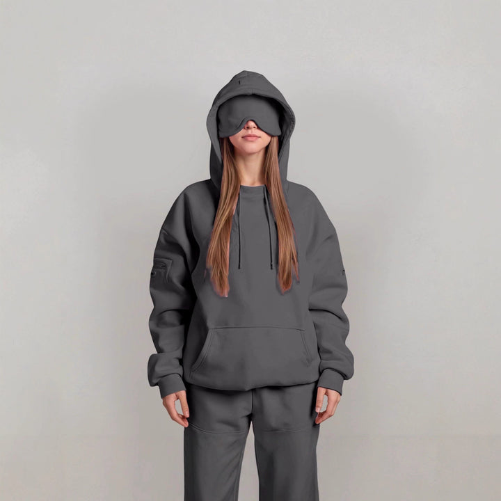 Ladies oversized cozy hoodie with integrated eye mask Lune London