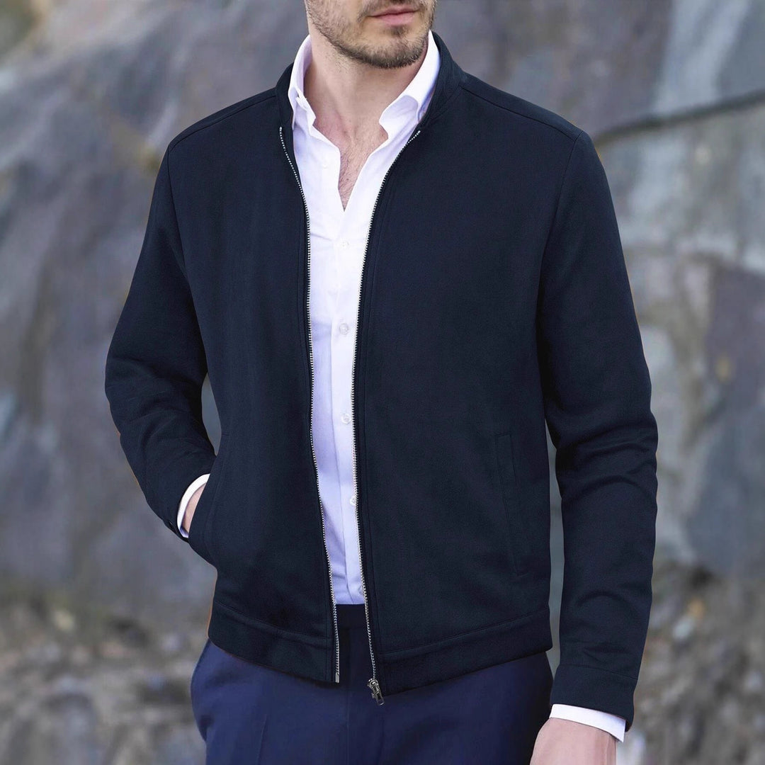 Men's fleece jacket with modern stand-up collar and soft inner lining Lune London