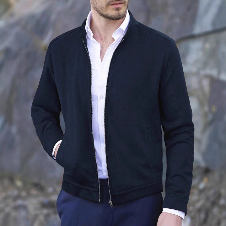 Men's fleece jacket with modern stand-up collar and soft inner lining Lune London