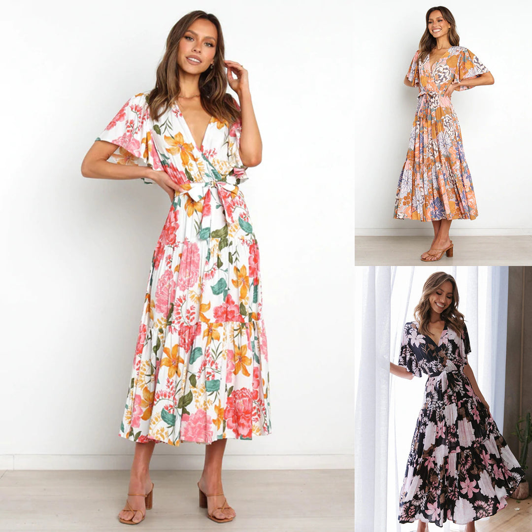 Chic Floral Ruffle Maxi Dress for Women