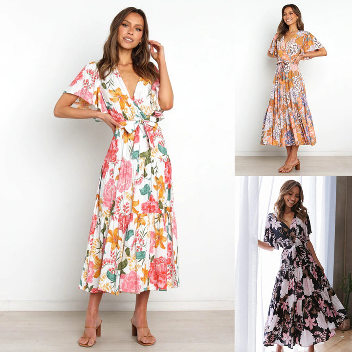 Chic Floral Ruffle Maxi Dress for Women