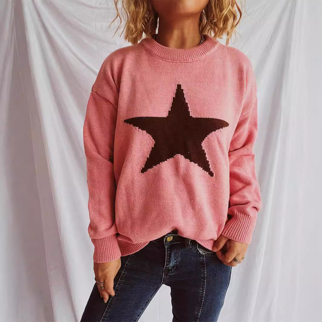 Casual women's sweater with a catchy star pattern Lune London