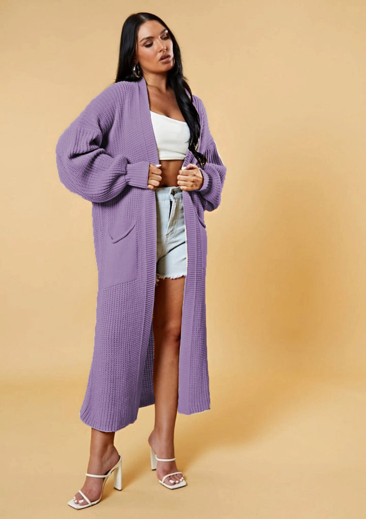 Cardigan long pour femmes en tricot avec design ouvert et poches pratiques Chic & Stil