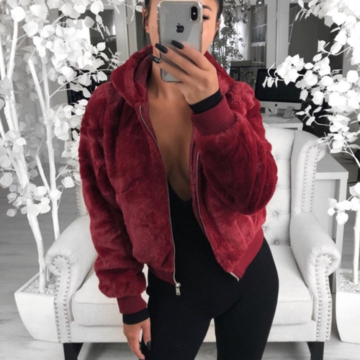 Ladies Lune London Faux Fur Bomber Jacket