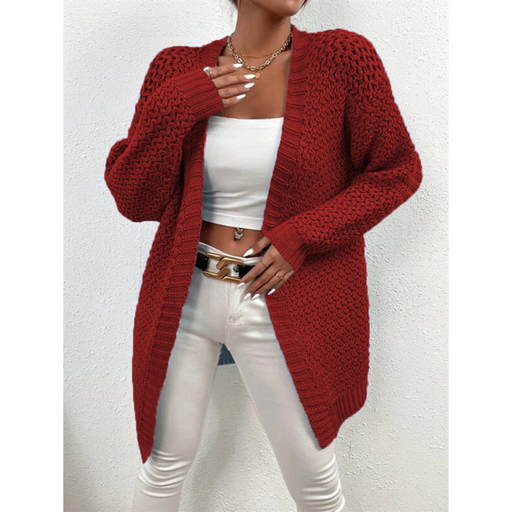 Ladies chunky knit cardigan with open stitches Lune London