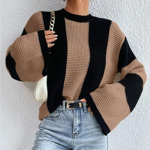 Women's trendy knit sweater with wide sleeves and unique texture Chic and Style