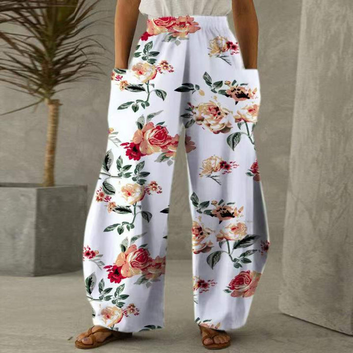 Pantalons fleuris amples pour femmes avec poches et taille élastique Chic & Stil