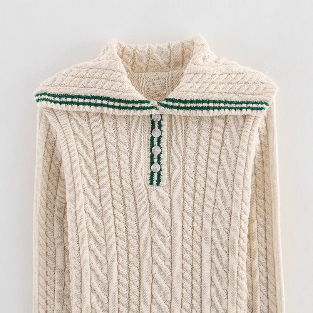 Pull en tricot pour femmes avec col montant classique et motif en câble intemporel Chic & Stil