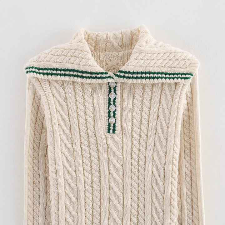 Pull en tricot pour femmes avec col montant classique et motif en câble intemporel Chic & Stil