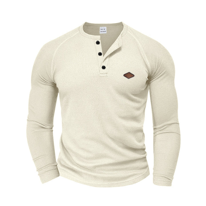 Long sleeve shirt for men in textured fabric with practical buttons Lune London