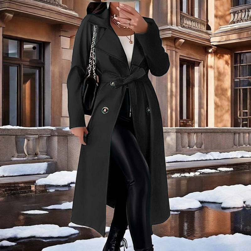 Ladies Elegant Trench Coat with Belt at the Waist and Double-Breasted Details Lune London