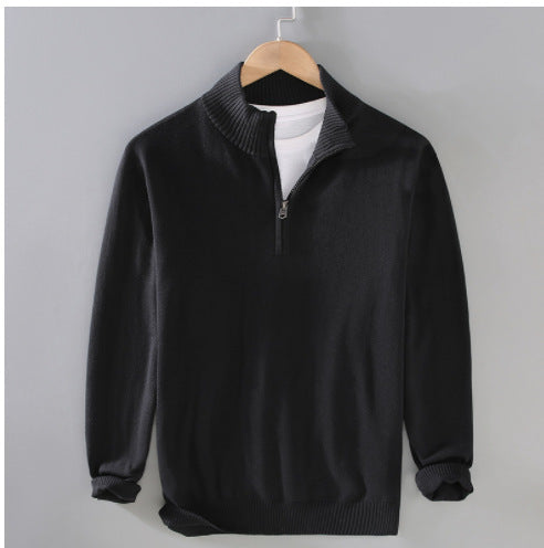 Comfortable men's sweater with modern high collar and discreet zip opening Lune London