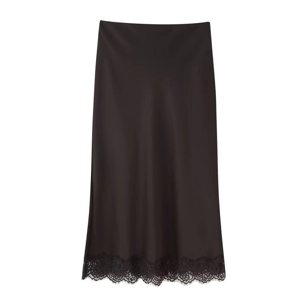 Elegant satin pants for women with lace accents Lune London