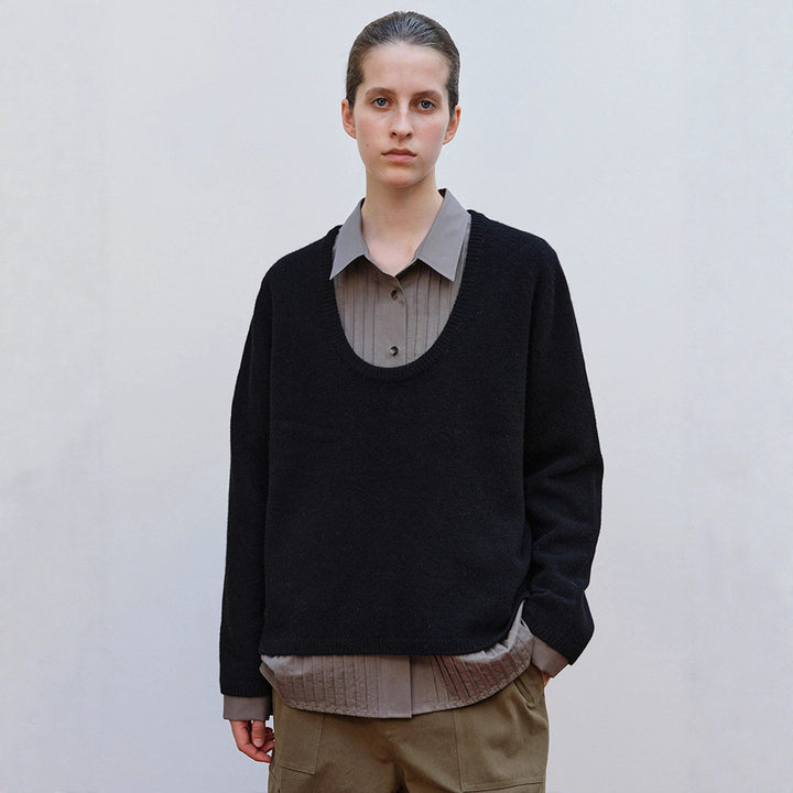 Pull en tricot pour femmes avec col rond Chic & Stil