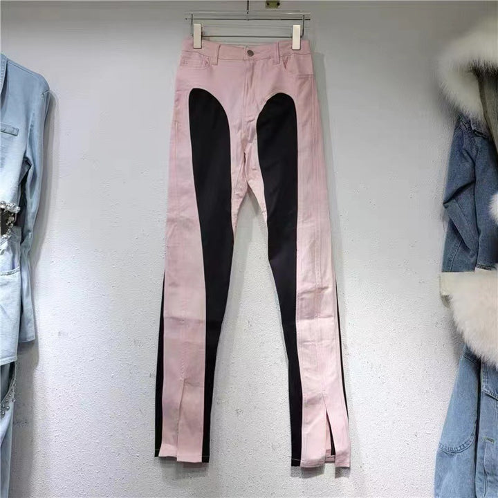 Jeans taille haute à la mode pour femmes avec fentes latérales Chic & Stil