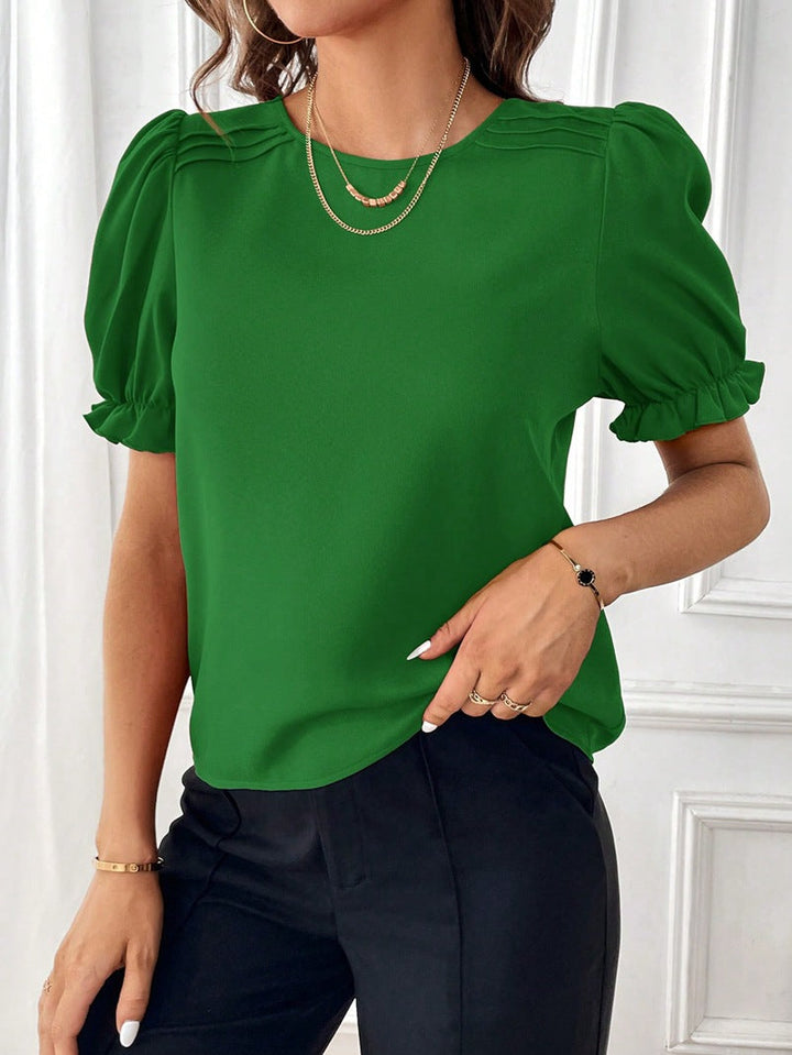 Lune London | Pure-Color-Round-Neck-Shirt-Top with Temperament