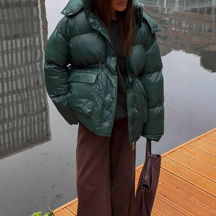 Ladies oversized down jacket with high collar and pockets Lune London