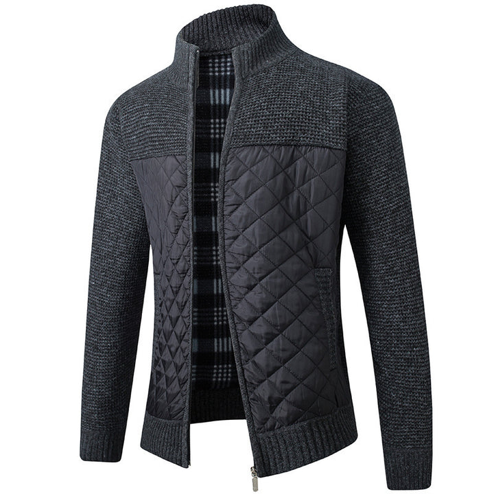 Modern quilted jacket for men with knit top and high collar Lune London